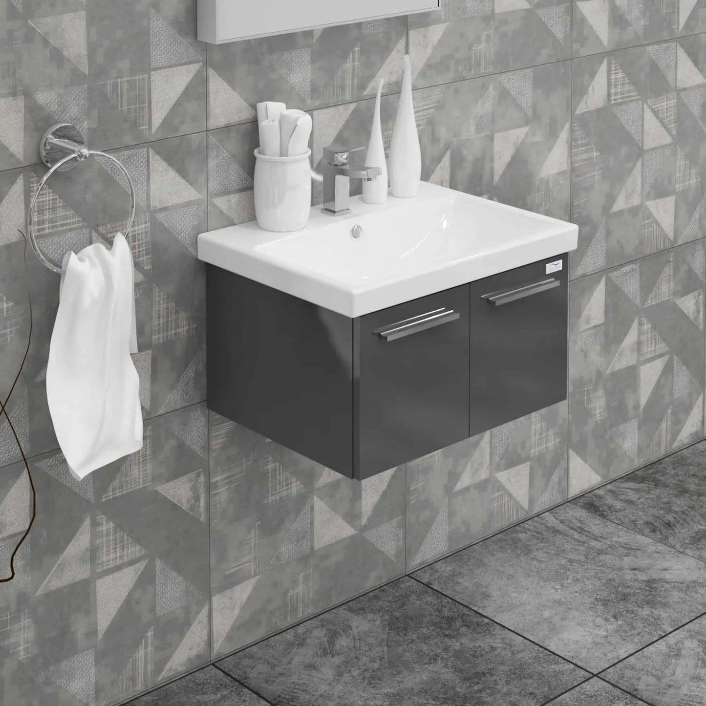 Casa Mare Aspe 32" Bathroom Vanity and Ceramic Sink Combo with LED Mirror - Aspe80GB-32