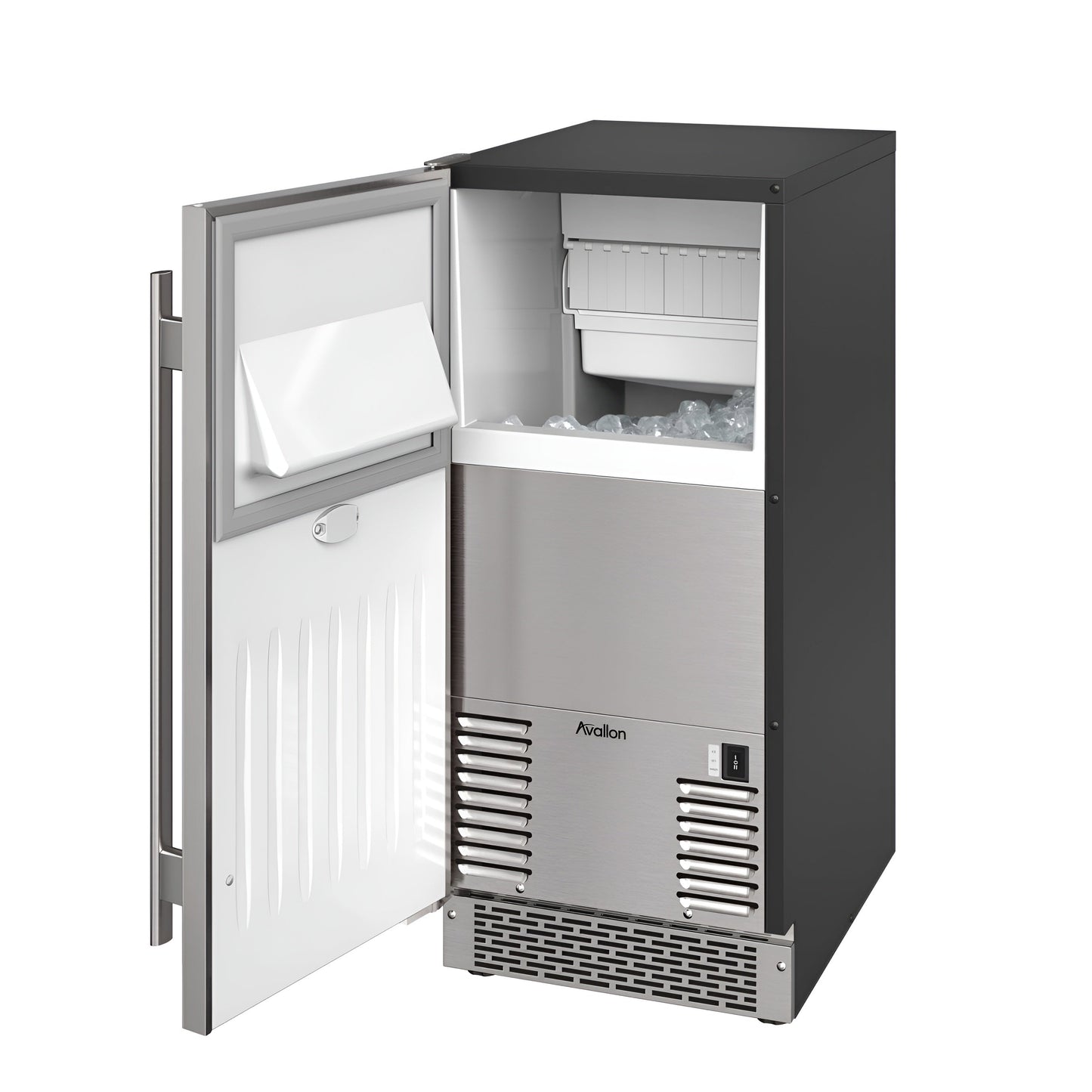 Avallon 15 Inch Wide 26 Lbs. Capacity Built-In and Free Standing Ice Maker with 56 Lbs. Daily Ice Production - AIMG151PSSILH