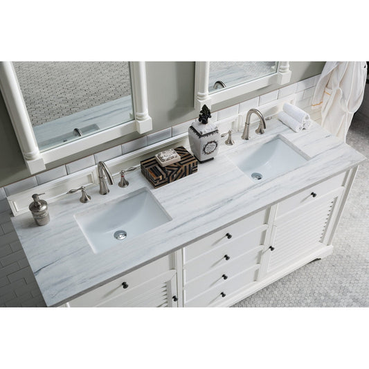 James Martin Vanities Savannah 72" Bright White Double Vanity - 238-104-V72-BW-3AF