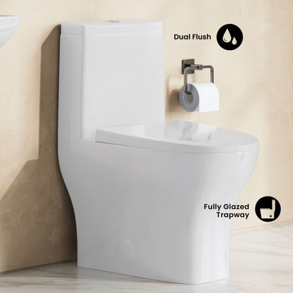 Swiss Madison Sublime II One-Piece 10" Rough-in 1.1/1.6 GPF Dual Top Flush Round Compact Toilet in Glossy White (6 - Pack) - SM-1T277-6