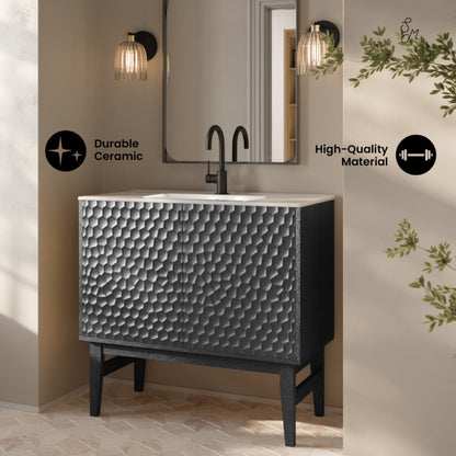 Swiss Madison Bosse 36" Freestanding Bathroom Vanity in Black Oak with Sink Top - SM-BV8802AO