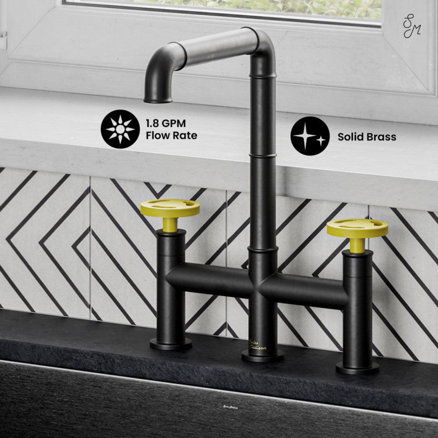 Swiss Madison Avallon Pro Kitchen Faucet in Matte Black & Yellow - SM-KF79EY