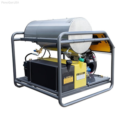 BE Power Equipment Industrial Series 3000 Psi 8.0 GPM 690cc Honda GX693 Engine Gas Skid Mount Hot Water Pressure Washer - PowerGen USA - HW3024HG12V