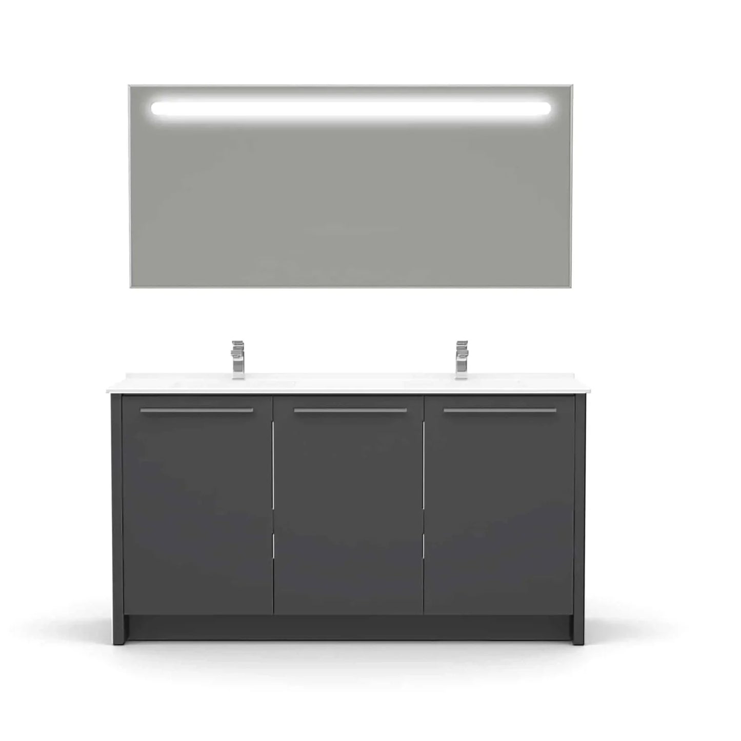 Casa Mare Benna 63" Bathroom Vanity and Double Sink Combo with LED Mirror - Benna160GG-63