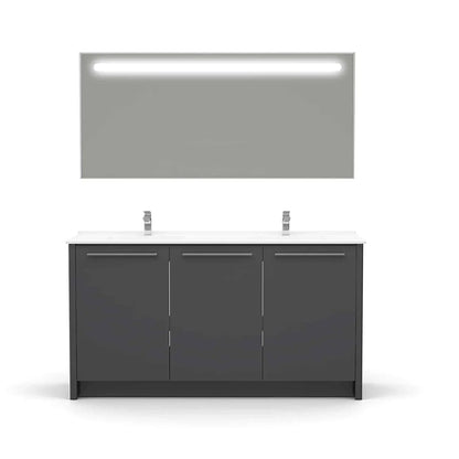 Casa Mare Benna 63" Bathroom Vanity and Double Sink Combo with LED Mirror - Benna160GG-63