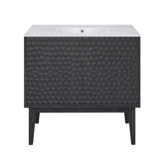 Swiss Madison Bosse 36" Freestanding Bathroom Vanity in Black Oak with Sink Top - SM-BV8802AO