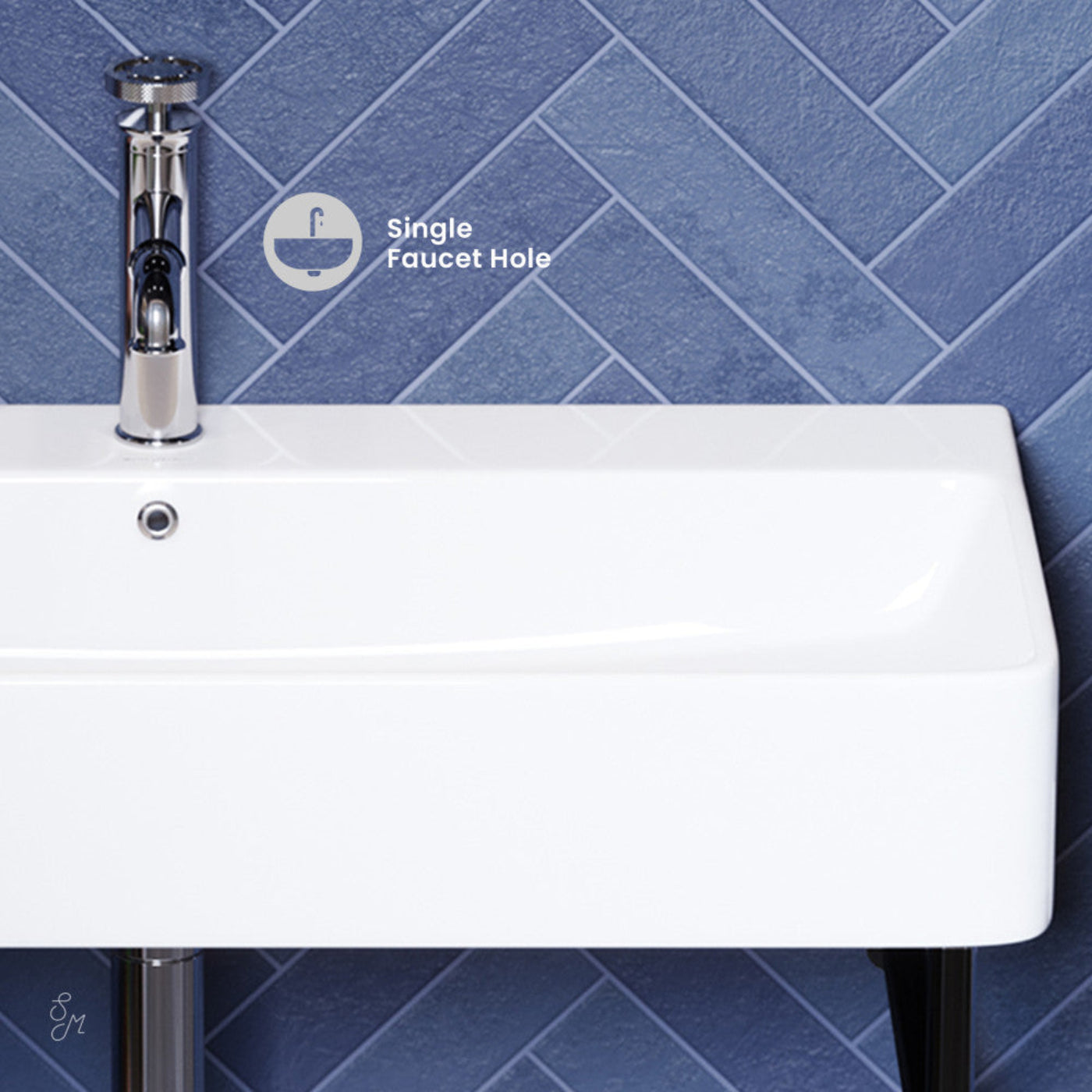 Swiss Madison Carre 36" Ceramic Console Sink White Basin Black Legs - SM-CS733