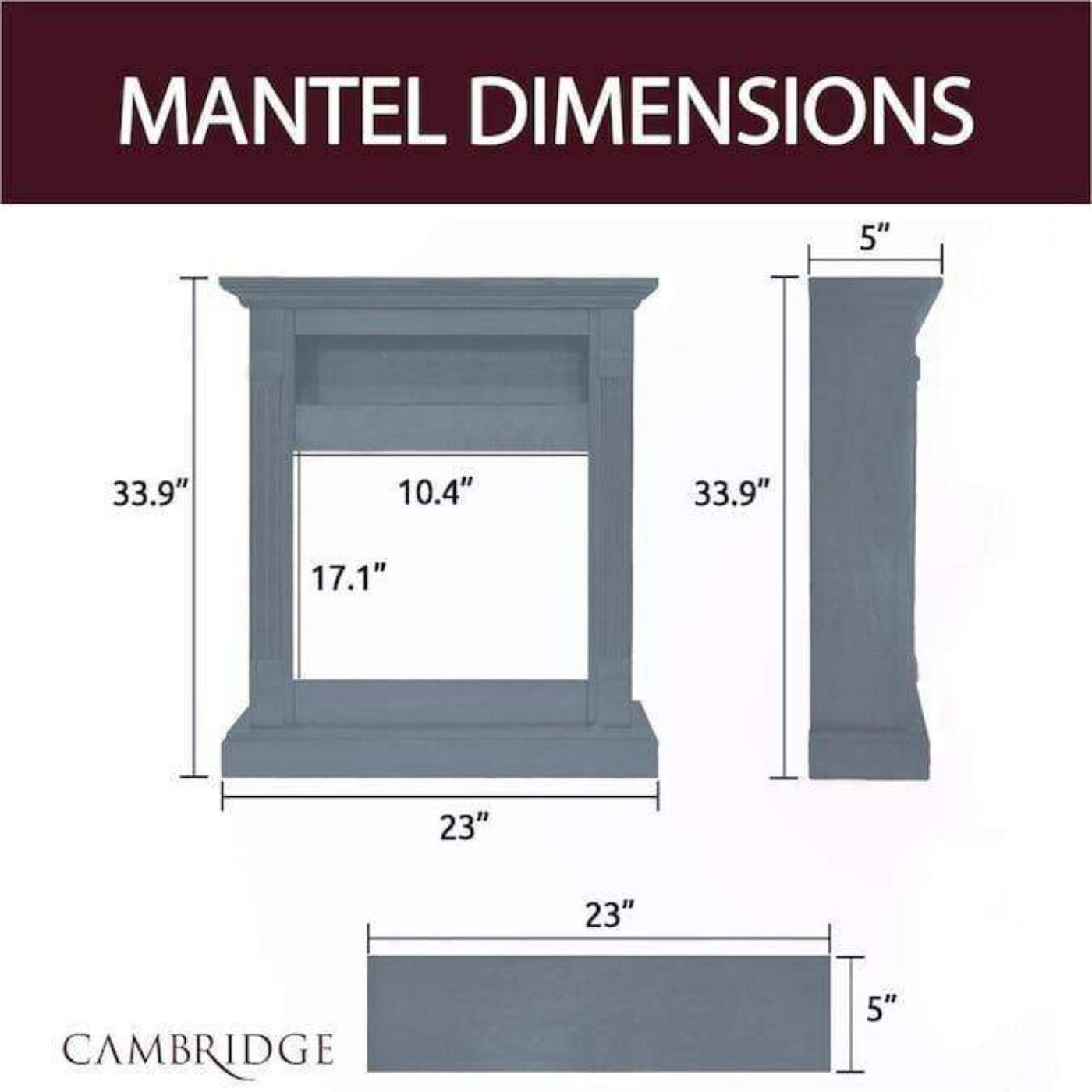 Cambridge 33.9-in W Slate Blue Fan-Forced Electric Fireplace - CAM3437-1SBLLG2