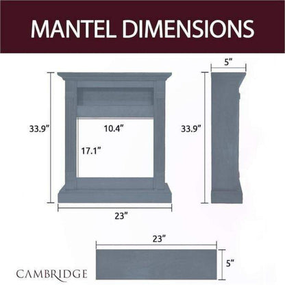 Cambridge Sienna 34-in Electric Fireplace Heater with Slate Blue Mantel, Enhanced Log Display, Multi-Color Flames, and Remote Control - CAM3437-1SBLLG3