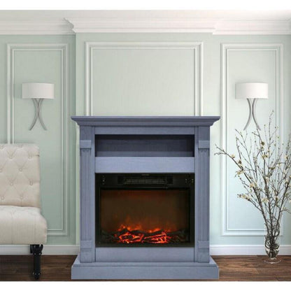 Cambridge Sienna 34 In. Electric Fireplace w/ 1500W Log Insert and Slate Blue Mantel - CAM3437-1SBL