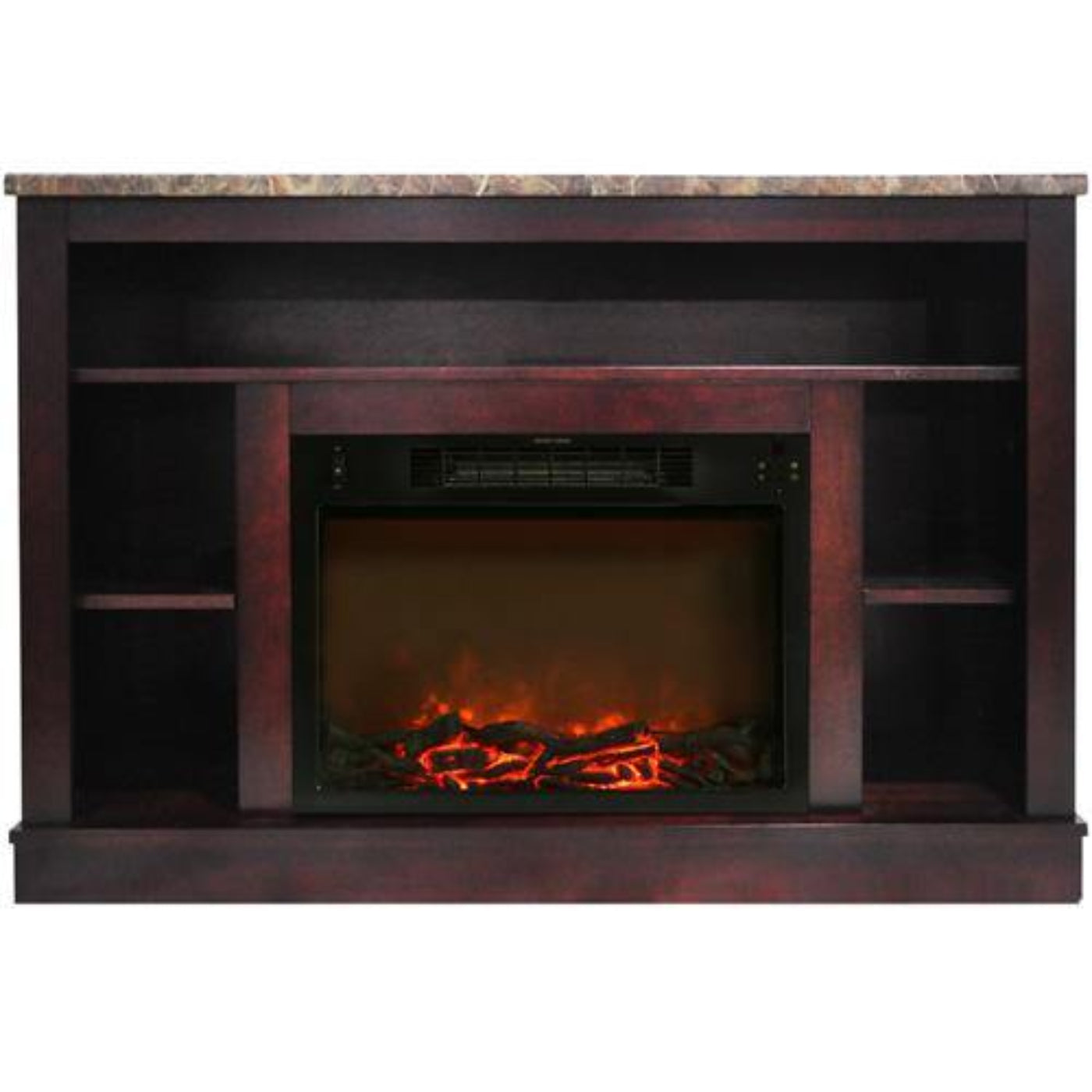 Cambridge Seville Electric Fireplace Heater with 47-In. Cherry TV Stand, Enhanced Log Display, Multi-Color Flames, and Remote Control - CAM5021-1CHRLG3