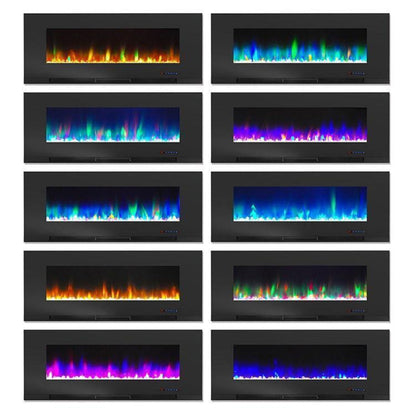 Cambridge 50 In. Wall-Mount Electric Fireplace in Black with Multi-Color Flames and Crystal Rock Display, - CAM50WMEF-1BLK
