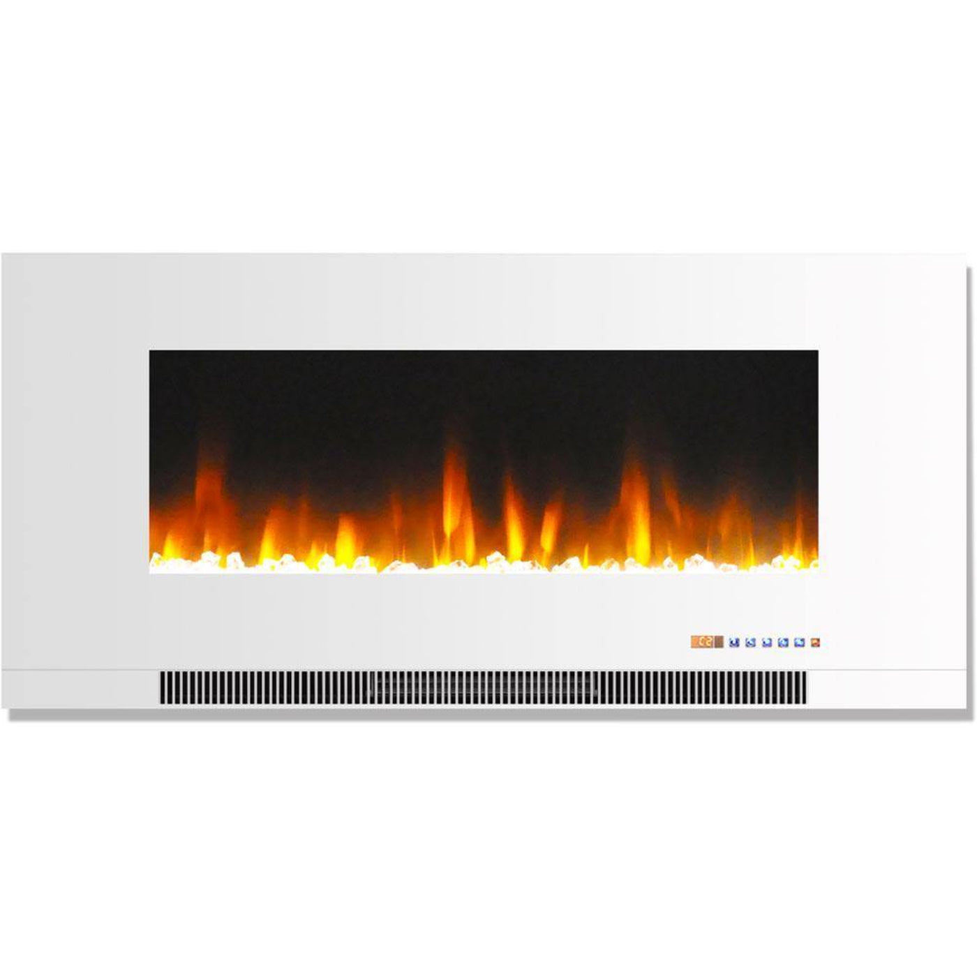 Cambridge 42 In. Wall-Mount Electric Fireplace in Black with Multi-Color Flames and Crystal Rock Display - CAM42WMEF-1BLK