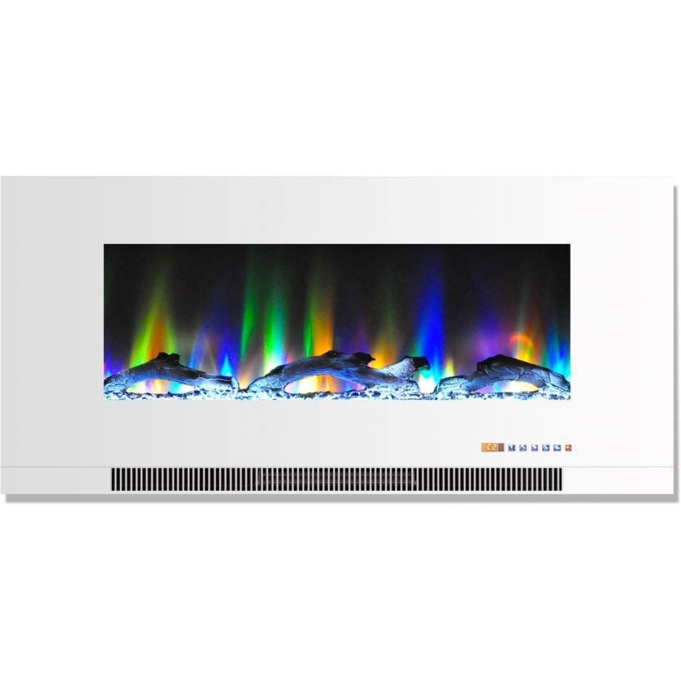 Cambridge 42 In. Wall-Mount Electric Fireplace in Black with Multi-Color Flames and Driftwood Log Display - CAM42WMEF-2BLK
