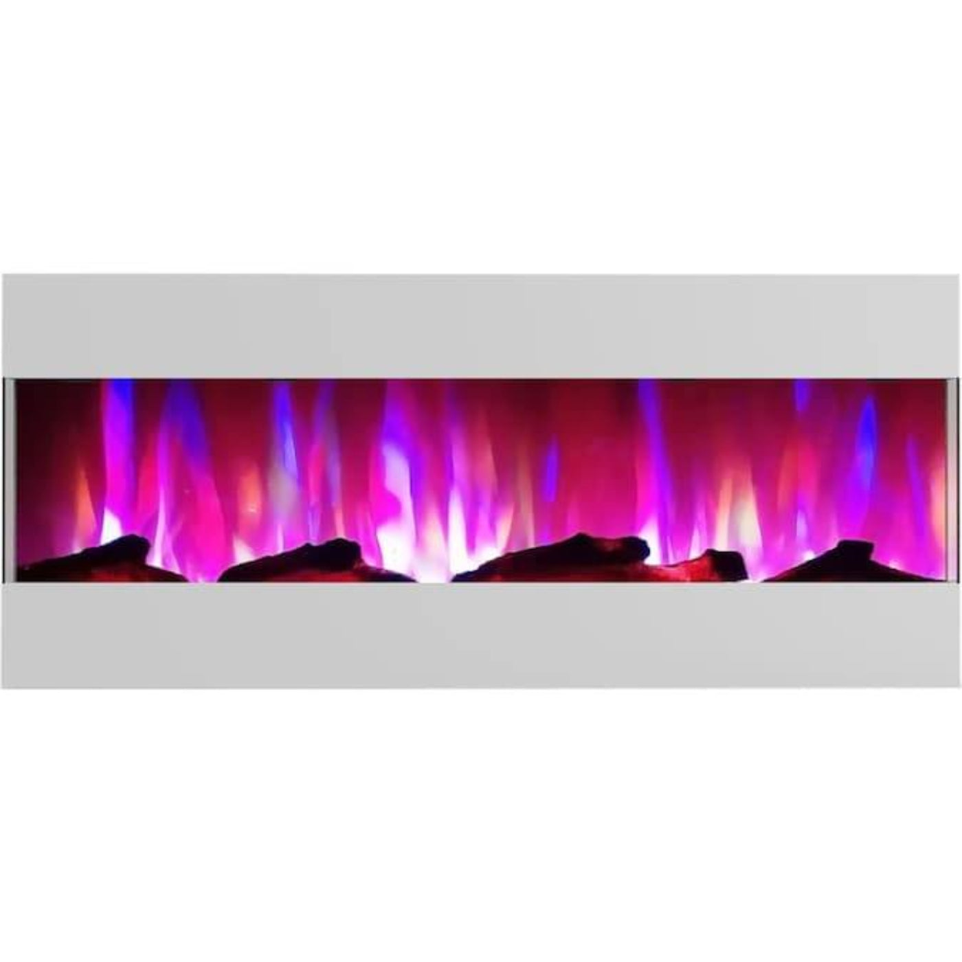 Cambridge 50 In. Recessed Wall Mounted Electric Fireplace with Logs and LED Color Changing Display, Black - CAM50RECWMEF-2BLK