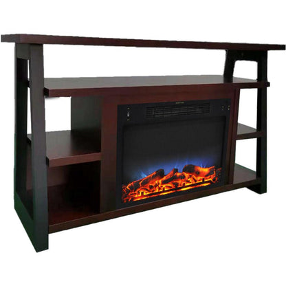 Cambridge 32-In. Sawyer Industrial Electric Fireplace Mantel with Realistic Log Display and LED Color Changing Flames, Mahogany, - CAM5332-1MAHLED