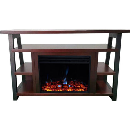 Cambridge San Jose Electric Fireplace TV Stand in Black with Color-Changing LED Fireplace Heater and Crystal Rock Display - CAM5735-1BLK