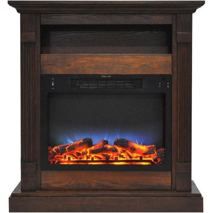 Cambridge Sienna 34 In. Electric Fireplace w/ 1500W Log Insert and Walnut Mantel - CAM3437-1WAL