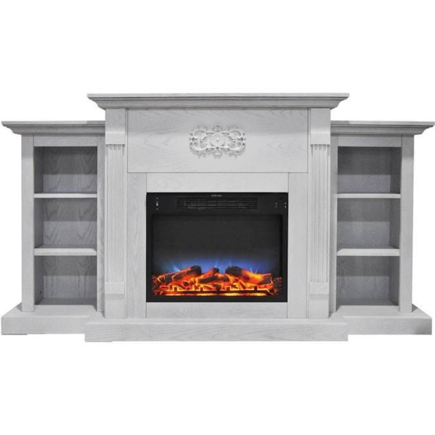 Cambridge Sanoma 72 In. Electric Fireplace in Cherry with Bookshelves and Enhanced Log Display - CAM7233-1CHRLG2