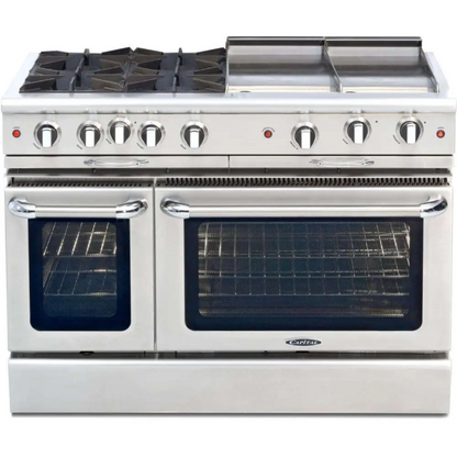 Capital 48" Culinarian Self Clean Gas Range, 4 Open Burners, Griddle - CGSR484GGN
