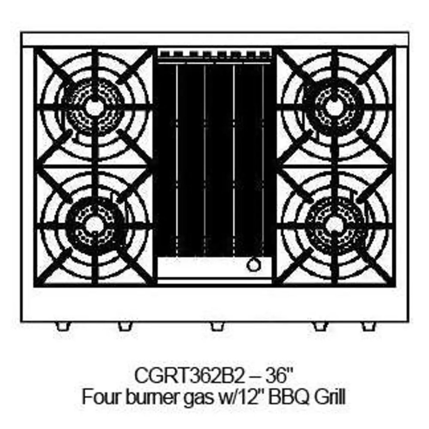 Capital 60" Culinarian Gas Rangetop, 6 Open Burners, BBQ, Griddle - CGRT604BG2N