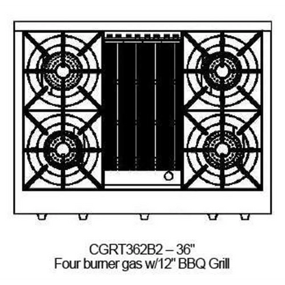 Capital 60" Culinarian Gas Rangetop, 6 Open Burners, BBQ, Griddle - CGRT604BG2N