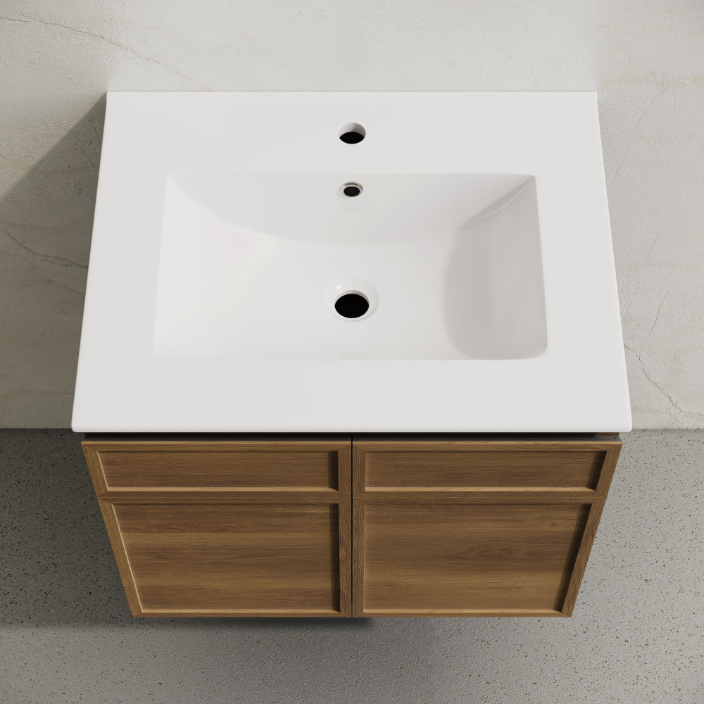 Swiss Madison St. Tropez 24" Wall-Mounted Bathroom Vanity in Brown Oak with Sink Top - SM-BV0819BO