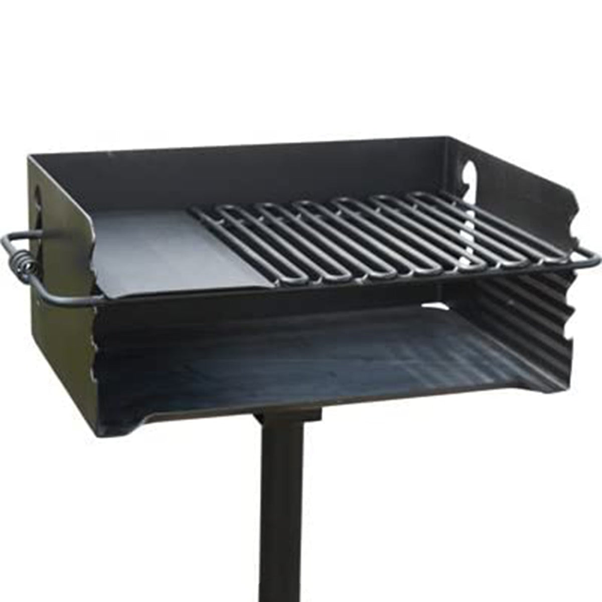 Pilot Rock Jumbo Park Style Steel Outdoor BBQ Charcoal Grill and Post, 6 Pack - 415883