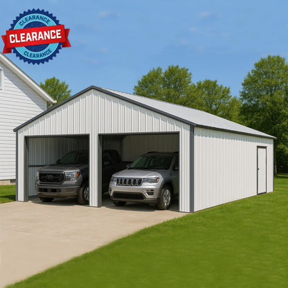 Chery Industrial [CLEARANCE] 25' x 33' Double Garage Metal Shed - C_DOUMS2533CR01