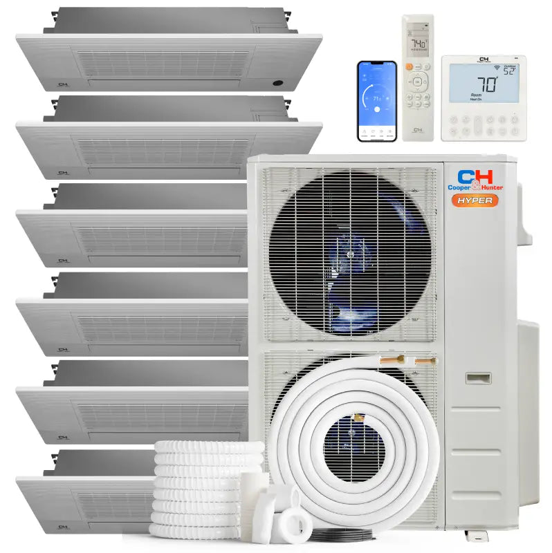 Cooper & Hunter Hyper 55,000 BTU 6-Zone 6K+6K+6K+6K+6K+6K One-Way Cassette, 230V, R454B - Ductless Mini Split Air Conditioner Heat Pump