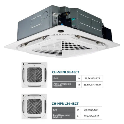 Cooper & Hunter 6 Zone 60,000 BTU Ceiling Cassette Mini Split AC R454B 9K+9K+12K+12K+12K+12K - CH-R60MES-230VORH09MCTRH09MCTRH12MCTRH12MCTRH12MCTRH12MCT-NO