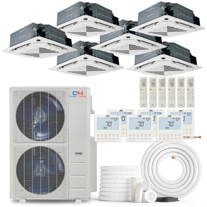 Cooper & Hunter 6 Zone 60,000 BTU Ceiling Cassette Mini Split AC R454B 12K+12K+12K+12K+12K+12K - CH-R60MES-230VORH12MCTRH12MCTRH12MCTRH12MCTRH12MCTRH12MCT-NO