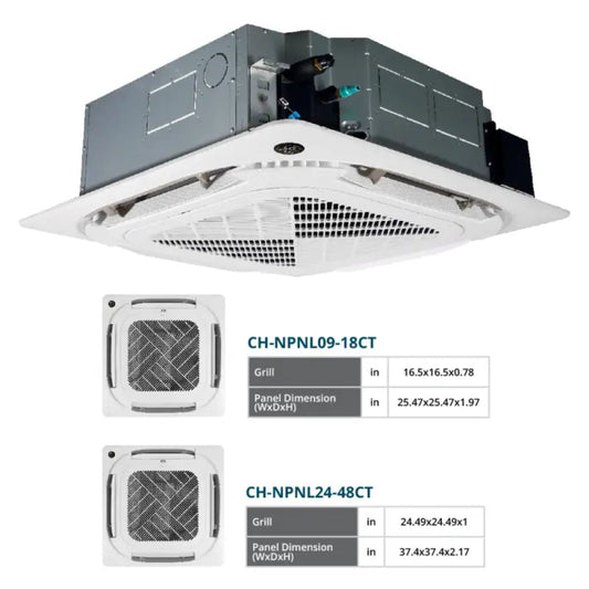 Cooper & Hunter 6 Zone 60,000 BTU Ceiling Cassette Mini Split AC R454B 12K+12K+12K+12K+12K+12K - CH-R60MES-230VORH12MCTRH12MCTRH12MCTRH12MCTRH12MCTRH12MCT-NO