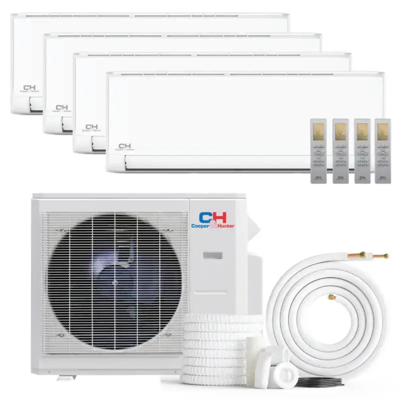 Cooper & Hunter Olivia 36,000 BTU 4-Zone 12k+12k+12k+12k Wall Mount, 230V, R454B - Ductless Mini Split Air Conditioner Heat Pump - CH-R36MES-230VO/M12WM+M12WM+M12WM+M12WM-NO