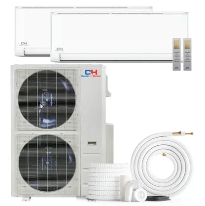 Cooper & Hunter Olivia 48,000 BTU 2-Zone 12k+12k Wall Mount, 230V, R454B - Ductless Mini Split Air Conditioner Heat Pump - CH-R48MES-230VO/M12WM+M12WM-NO/NO