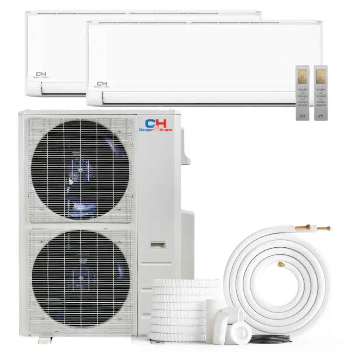 Cooper & Hunter Olivia 48,000 BTU 2-Zone 12k+18k Wall Mount, 230V, R454B - Ductless Mini Split Air Conditioner Heat Pump - CH-R48MES-230VO/M12WM+M18WM-NO/NO