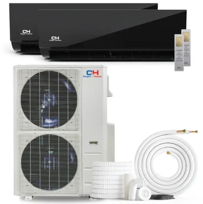 Cooper & Hunter Olivia Midnight 60,000 BTU 2-Zone 24k+24k Wall Mount, 230V, R454B - Ductless Mini Split Air Conditioner Heat Pump - CH-R60MES-230VO/M24WMB+M24WMB-NO/NO