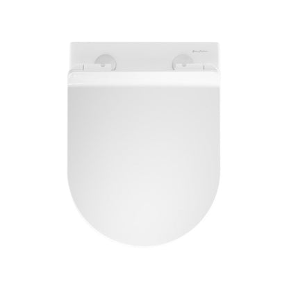 Swiss Madison Monaco Wall-Hung Toilet Bundle 0.8/1.6 GPF Dual Flush in Glossy White with Black Flush Plate - SM-WT1003GW