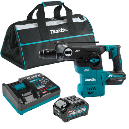 Makita 40V max XGT Brushless Cordless 1‑3/16" SDS‑PLUS AVT Rotary Hammer Kit, with Interchangeable Chuck, AWS Capable (4.0Ah) - GRH09M1