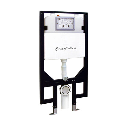 Swiss Madison St. Tropez Wall-Hung Toilet Bundle 0.8/1.6 GPF Dual Flush in Glossy White with Brass Flush Plate - SM-WT0801GW