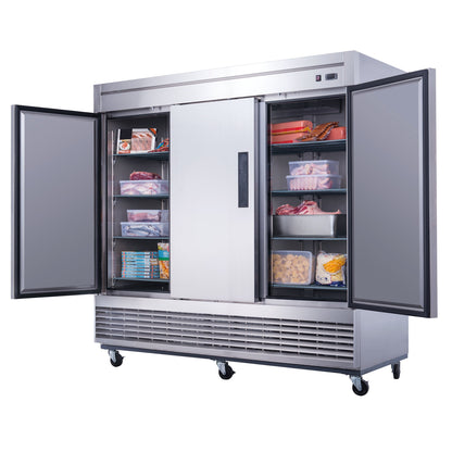 Chef AAA - T83R Commercial 83" Reach-In Refrigerator 3 Solid Door Stainless Steel 64 cu.ft. - T83R