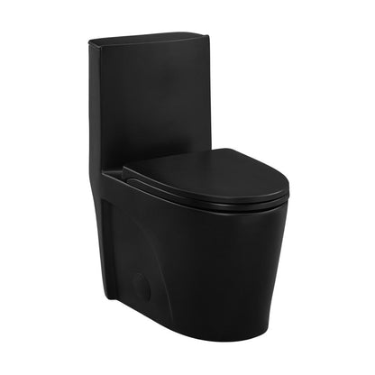 Swiss Madison St. Tropez One-Piece 10" Rough-in 1.28 GPF Right-Hand Vortex Flush Elongated Toilet in Matte Black - SM-1T0809MB