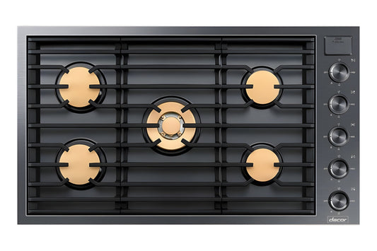 DACOR 36" Gas Cooktop, Graphite Stainless Steel, Natural Gas - DTG36M955FM-KT