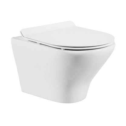 Swiss Madison Monaco Wall-Hung Toilet Bundle 0.8/1.6 GPF Dual Flush in Glossy White with Black Flush Plate - SM-WT1003GW