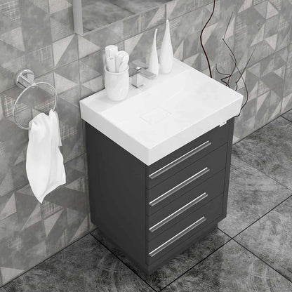 Casa Mare Domenico 24" Bathroom Vanity and Ceramic Sink Combo with LED Mirror - Domenico60GG-24