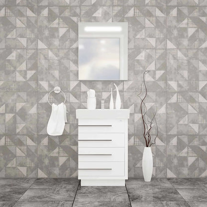 Casa Mare Domenico 24" Bathroom Vanity and Ceramic Sink Combo with LED Mirror - Domenico60GG-24