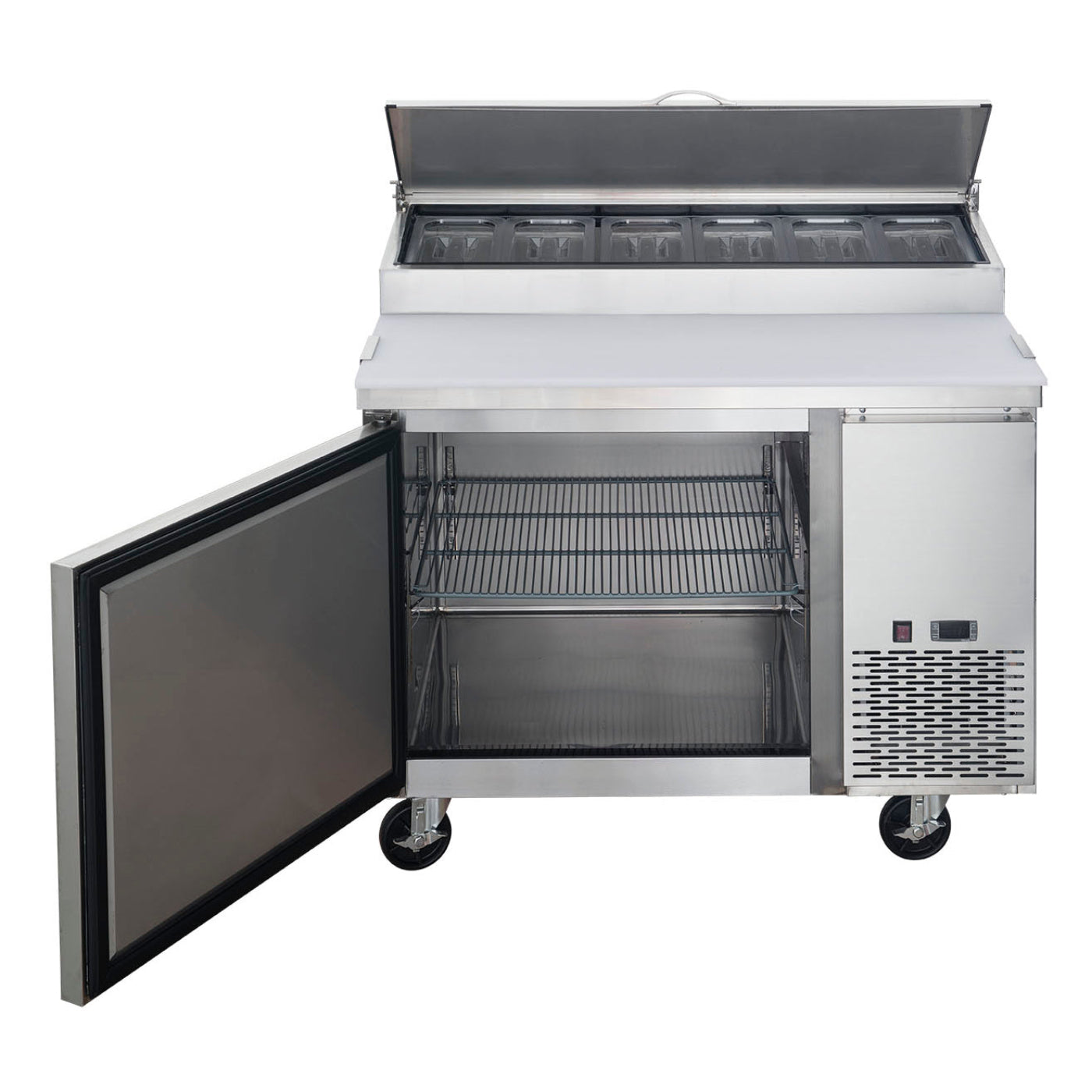 Chef AAA - TICL1-HC, 44" Commercial Sandwich Prep Table Refrigerator 6 Pans 1 Door Stainless Steel 9.8 cu.ft. - TICL1-HC