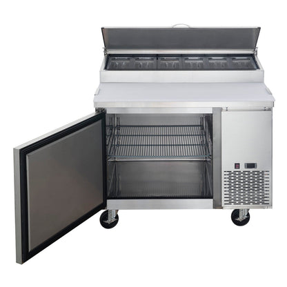 Chef AAA - TICL1-HC, 44" Commercial Sandwich Prep Table Refrigerator 6 Pans 1 Door Stainless Steel 9.8 cu.ft. - TICL1-HC