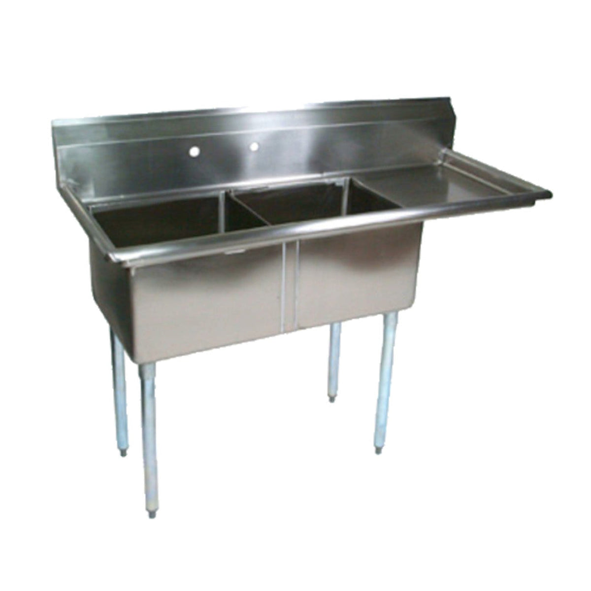 John Boos E2S8-24-14R24 Two-Compartment E-Series Sink with 24" Right Drainboard - JBE2S82414R24