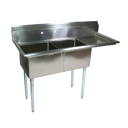 John Boos E2S8-24-14R24 Two-Compartment E-Series Sink with 24" Right Drainboard - JBE2S82414R24